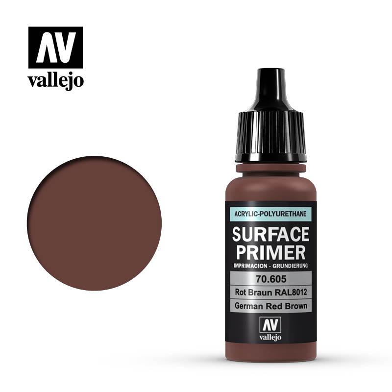 Vallejo Surface Primers: German Red Brown RAL 8012 200ml Bottle